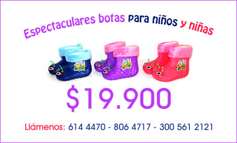 Promoción, oferta. Venta de botas para niños y niñas. Cedritos, Bogotá. Llámenos.
