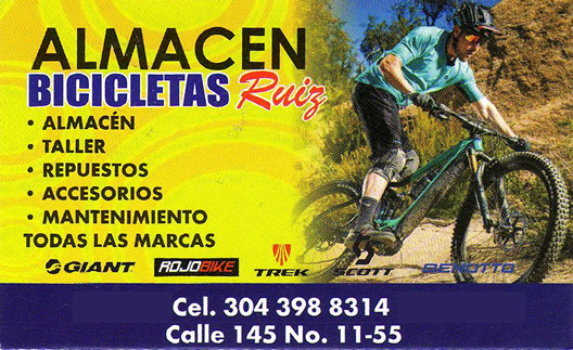 Almacén de Bicicletas Ruiz - Almacén de bicicletas, Taller de bicicletas, Repuestos para bicicletas, Accesorios, Mantenimiento ciclas. Barrio Cedritos, norte de Bogotá.
