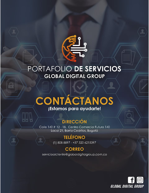 GLOBAL DIGITAL GROUP. Soporte, Reparación y Mantenimiento de computadores portátiles y de escritorio (PC y MAC).  Venta , instalación de Programas. VENTA DE COMPUTADORES NUEVOS Y USADOS.  CCTV Instalación, Configuración y Mantenimiento de sistemas de seguridad (CCTV y Sistemas de Control de Acceso. Impresoras. Accesorios computador.  Barrio Cedritos, norte de Bogotá.