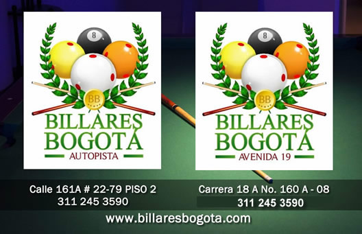 Billares Bogotá. Somos un club de billares mixtos en el norte de Bogotá. Contamos con mesas de tres bandas, carambola libre y pool, así como juegos de mesa. Cercanías Cedritos, Toberín, Cardio Infantil. También realizamos torneos, clases de Billar y vendemos accesorios.